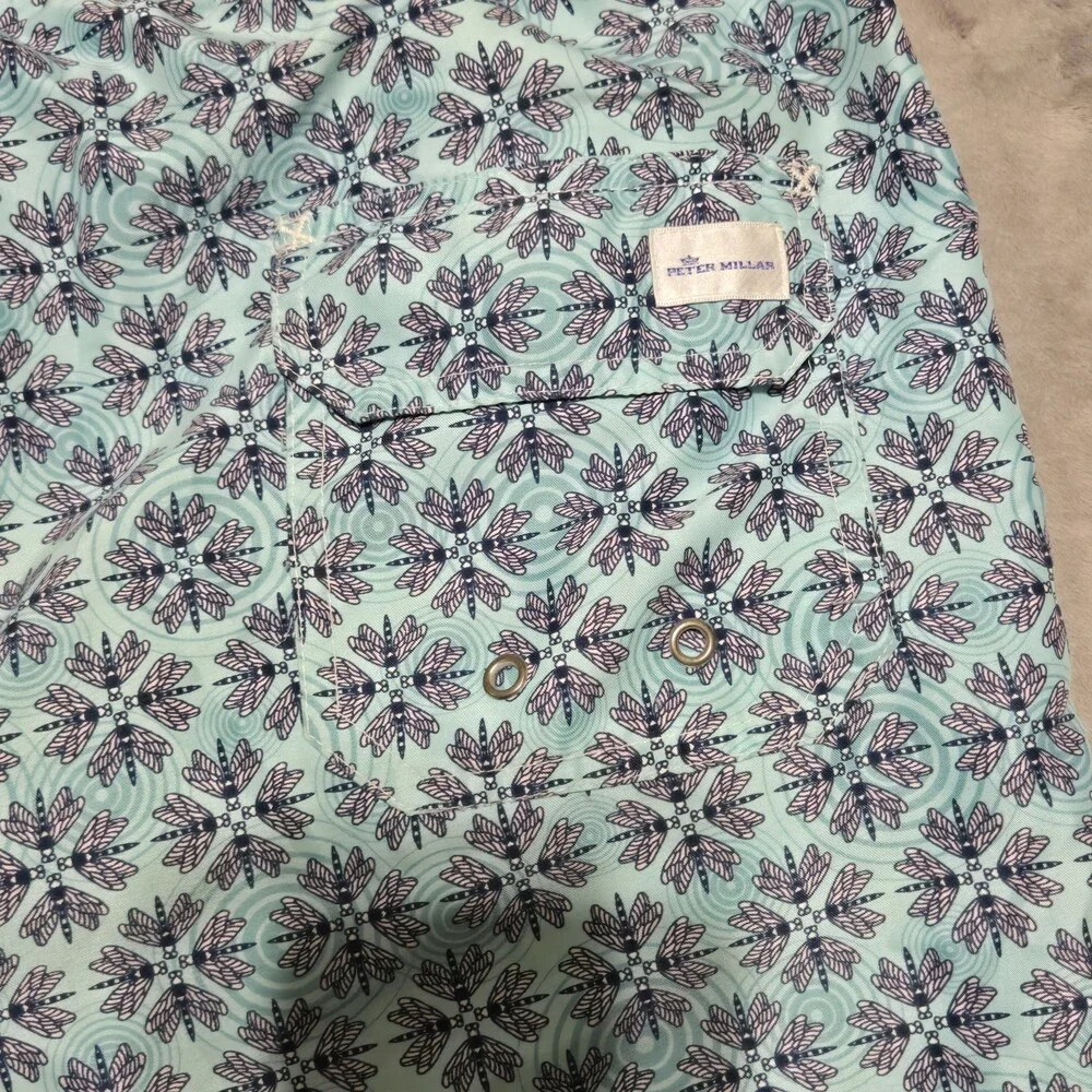 Peter Millar Seaside Collection Swim Trunks Dragonflies Men's Size Large